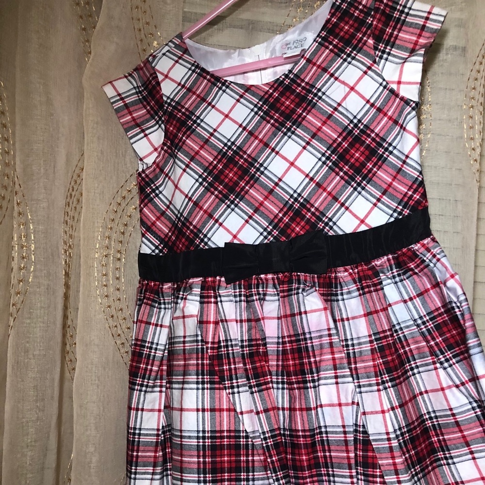 Girls Red/White/Black Short Sleeved Dress